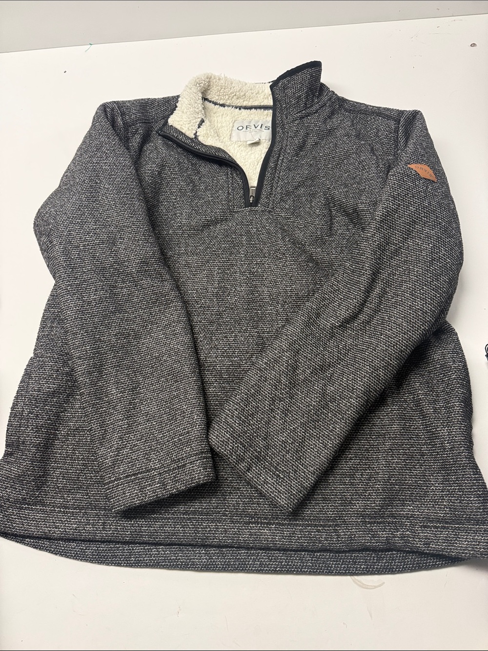 Orvis Men's Charcoal Half-Zip Sherpa-Lined Sweater